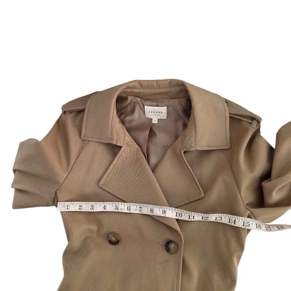 Sezane Scott Trench Coat Camel Belted Size 2 - Picture 5 of 9